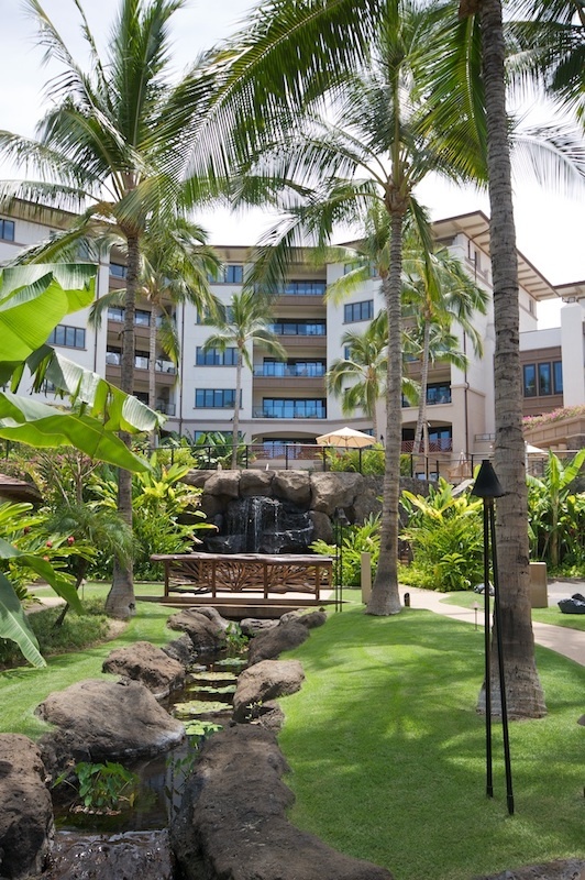 Bridge and stone pathways carry you across the grounds of Wailea Beach Villas