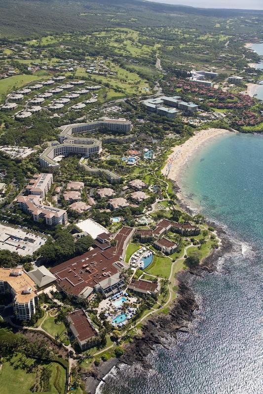Aerial view of Wailea Beach and the surrounding properties