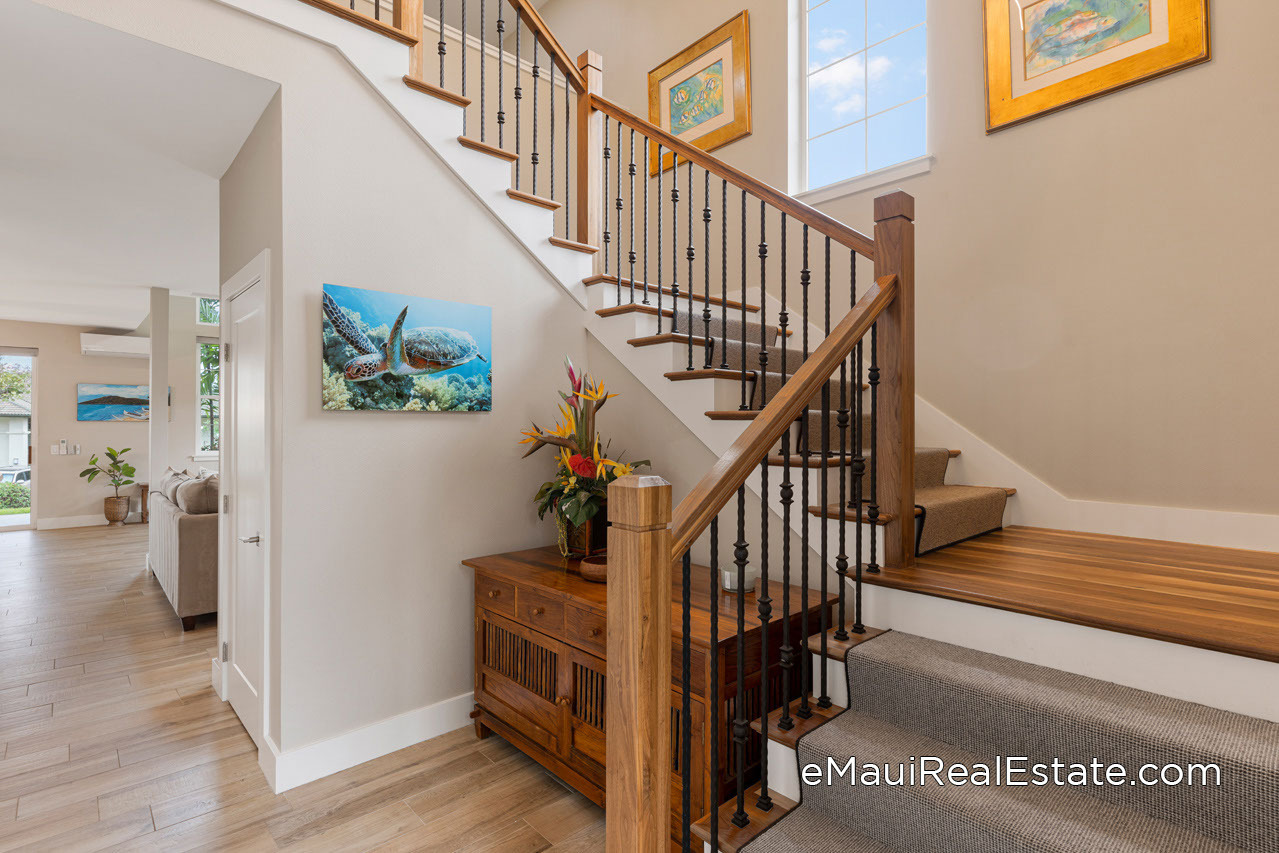 Stairway of a two story townhome unit at Wailea Fairway Villas