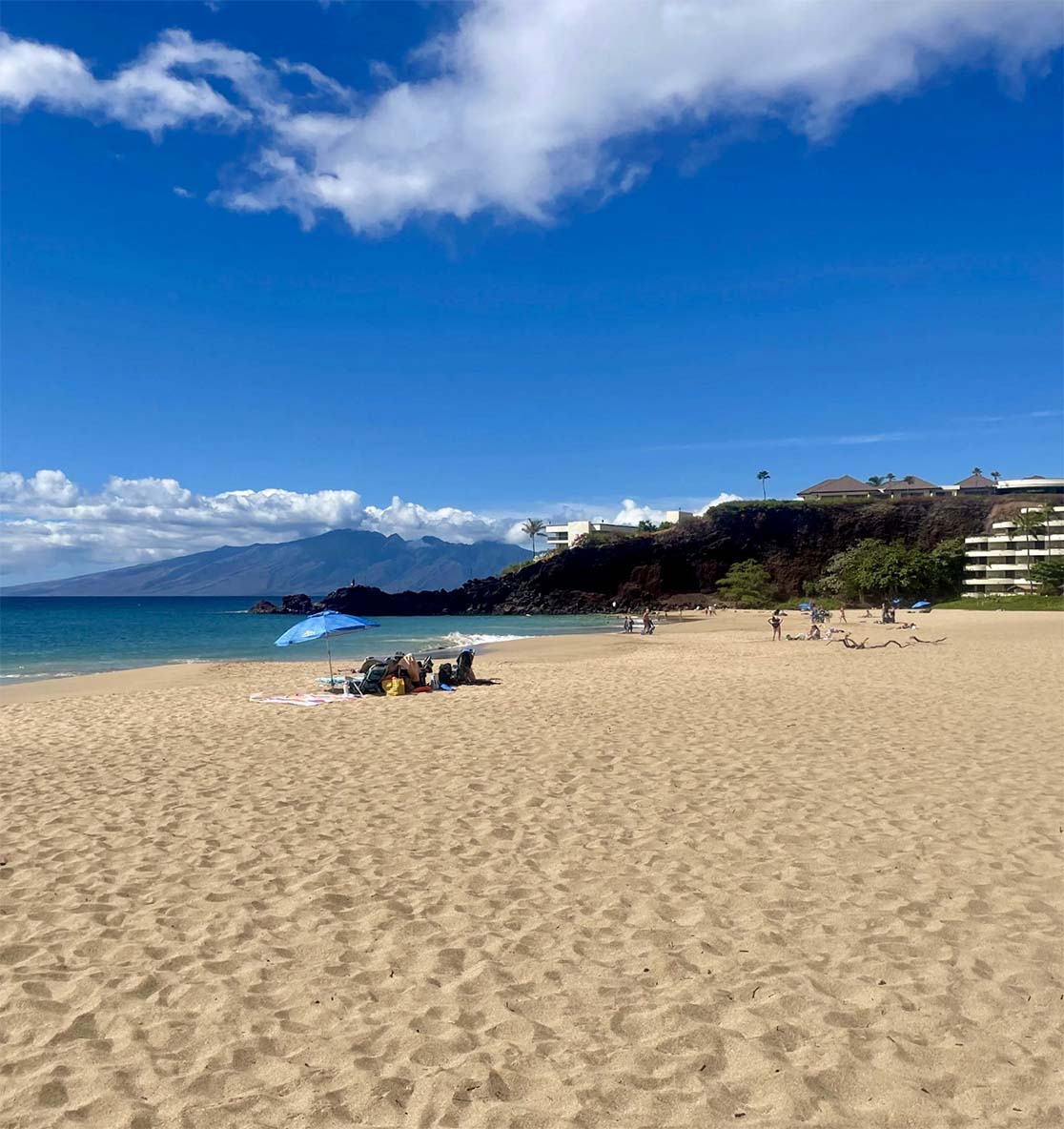 view of kaanapali beach showing black rock