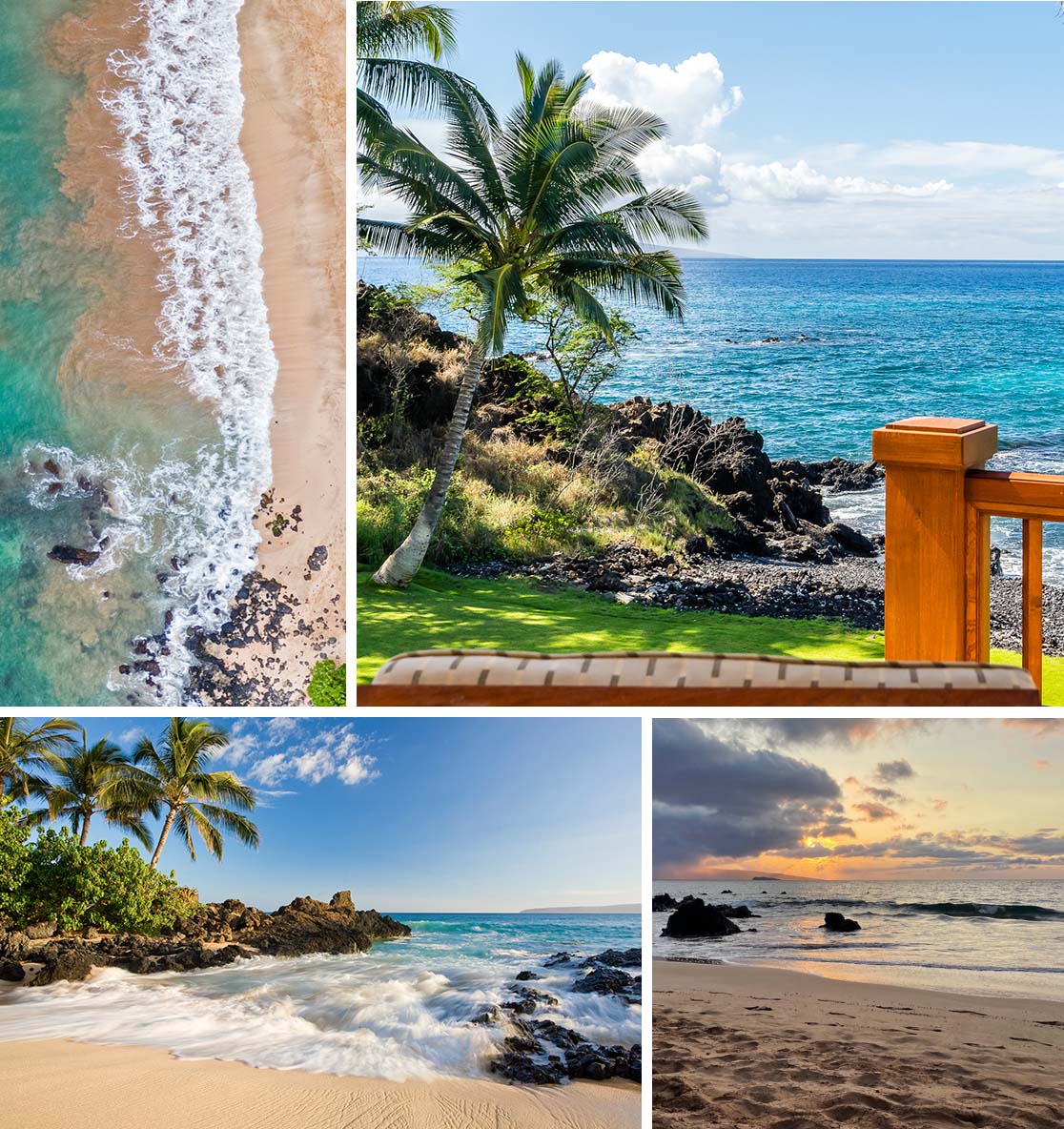 photos showing the variety of coastline in Makena