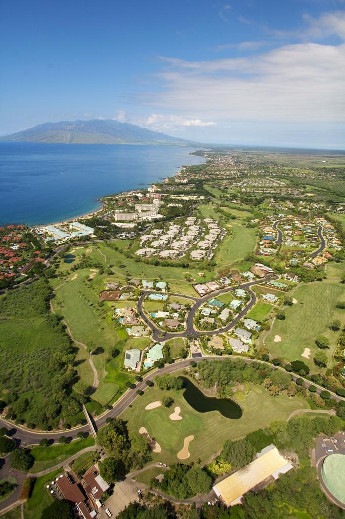 This aerial photo shows the Wailea communities of Golf Estates, Golf Vistas and Hoolei