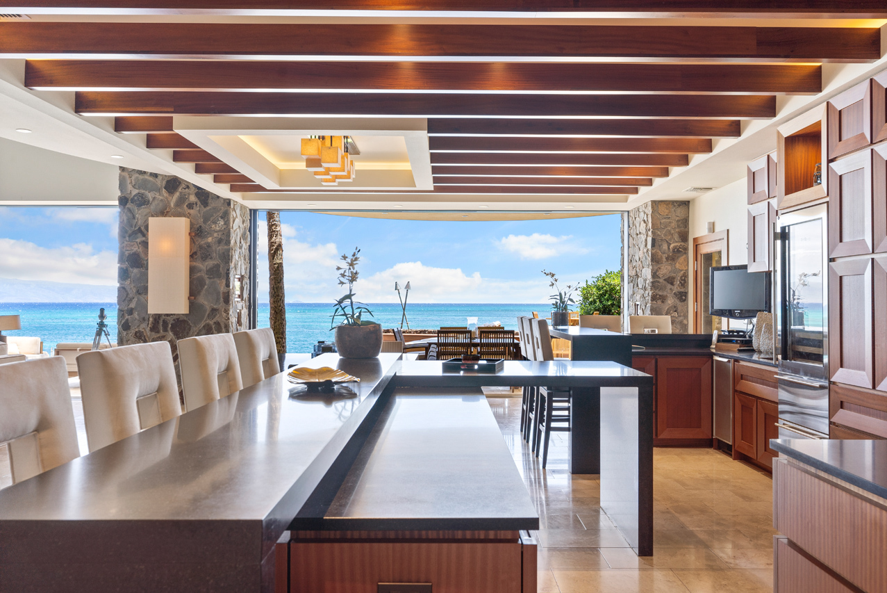 Kitchen with ocean view